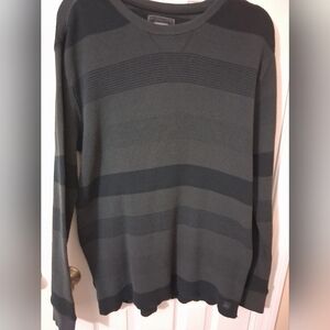 Quiksilver Men's Dark Gray Striped Crewneck Shirt